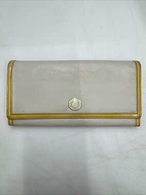 Vintage Coach Yellow White Leather Wallet with Envelope Flap